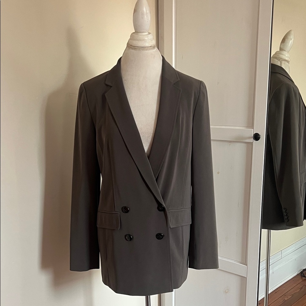 Worth New York Olive Gray Double Breasted Blazer Jacket - Size Small